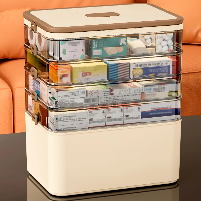 Multifunctional Multi-Layer Storage Box with Handle, Large/Extra-Large Size - for Stationery Storage, Sewing Supplies Storage, Office Supplies, Durable Waterproof Medicine Box/Medicine Case, Storage Box with Separate Small Medicine Boxes, Suitable for Hom