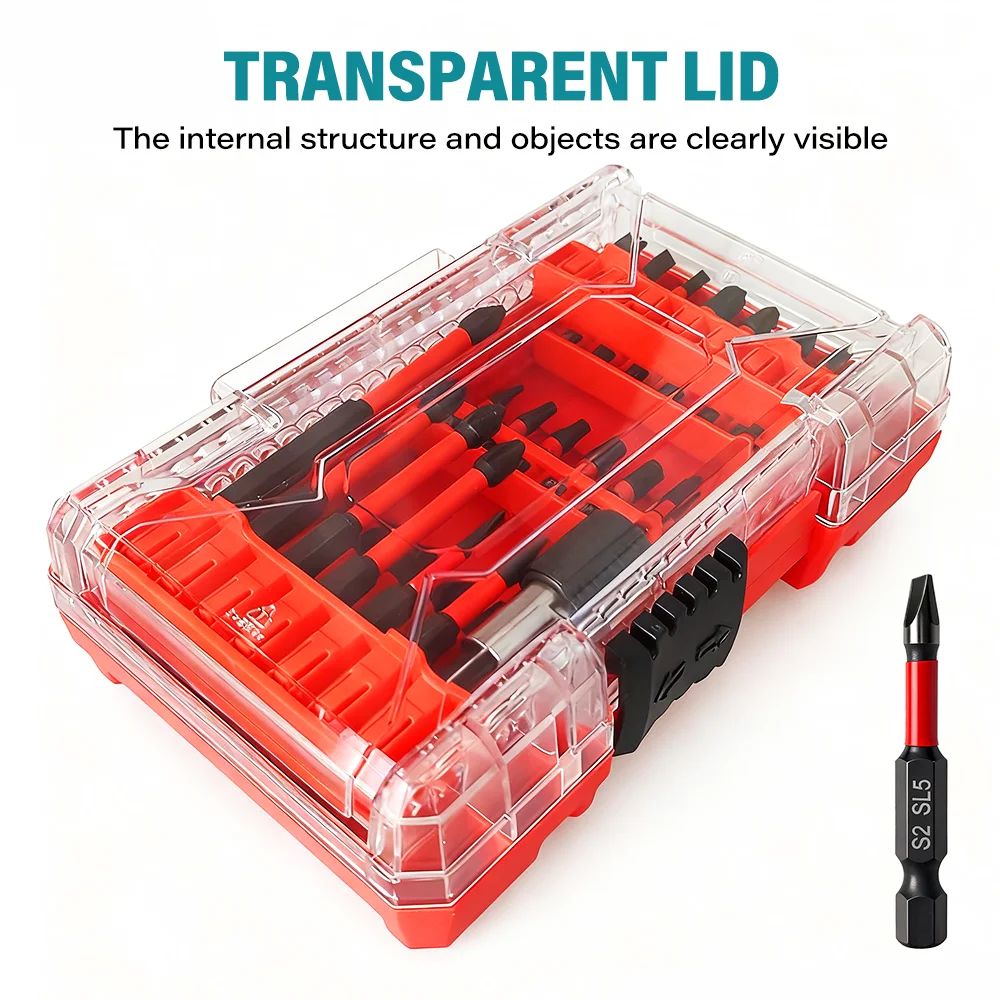 35Pcs Magnetic Screwdriver Bit Set S2 Steel Impact Driver Nut Sockets Anti-Slip High Hardness Tips with Portable Storage Case