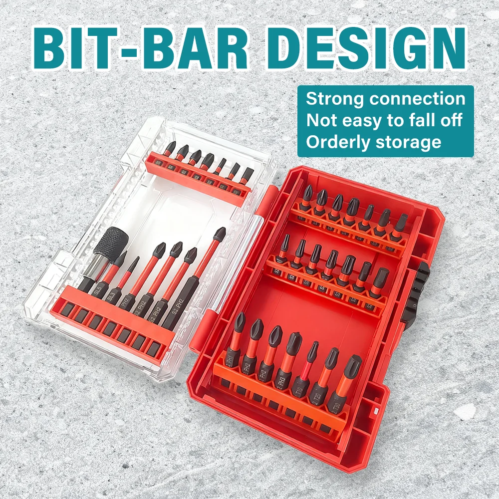 35Pcs Magnetic Screwdriver Bit Set S2 Steel Impact Driver Nut Sockets Anti-Slip High Hardness Tips with Portable Storage Case