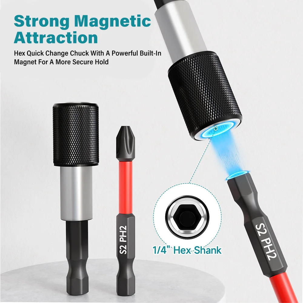 35Pcs Magnetic Screwdriver Bit Set S2 Steel Impact Driver Nut Sockets Anti-Slip High Hardness Tips with Portable Storage Case