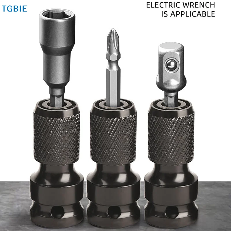[TL]【TL】Impact Screwdriver Bit Holders,1/2-Inch Square Drive To 1/4-Inch Quick Release Hex Socket Adapter With Screwdriver Bits