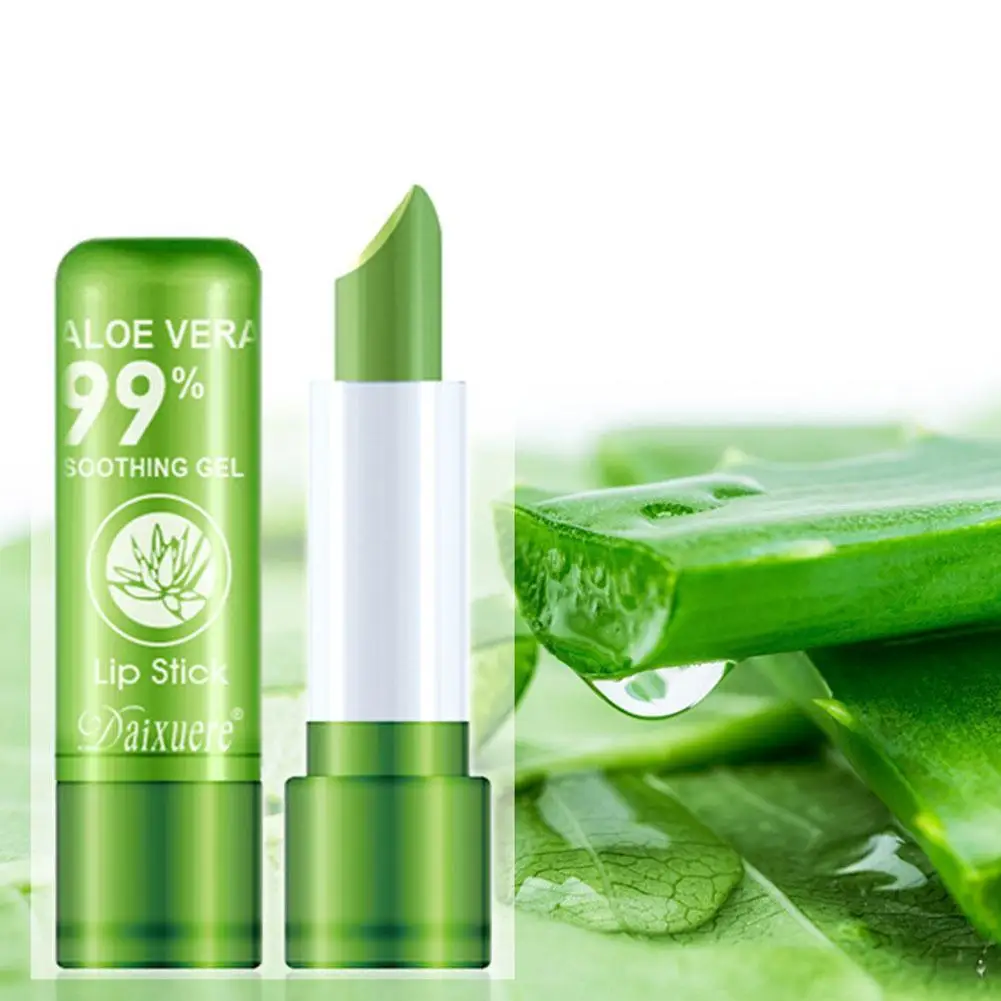 2Pcs Aloe Vera Lipstick,Long Lasting Lip Care Nutritious Plumper Lip Balm Moisturizer Magic Temperature Color Change Lip Gloss