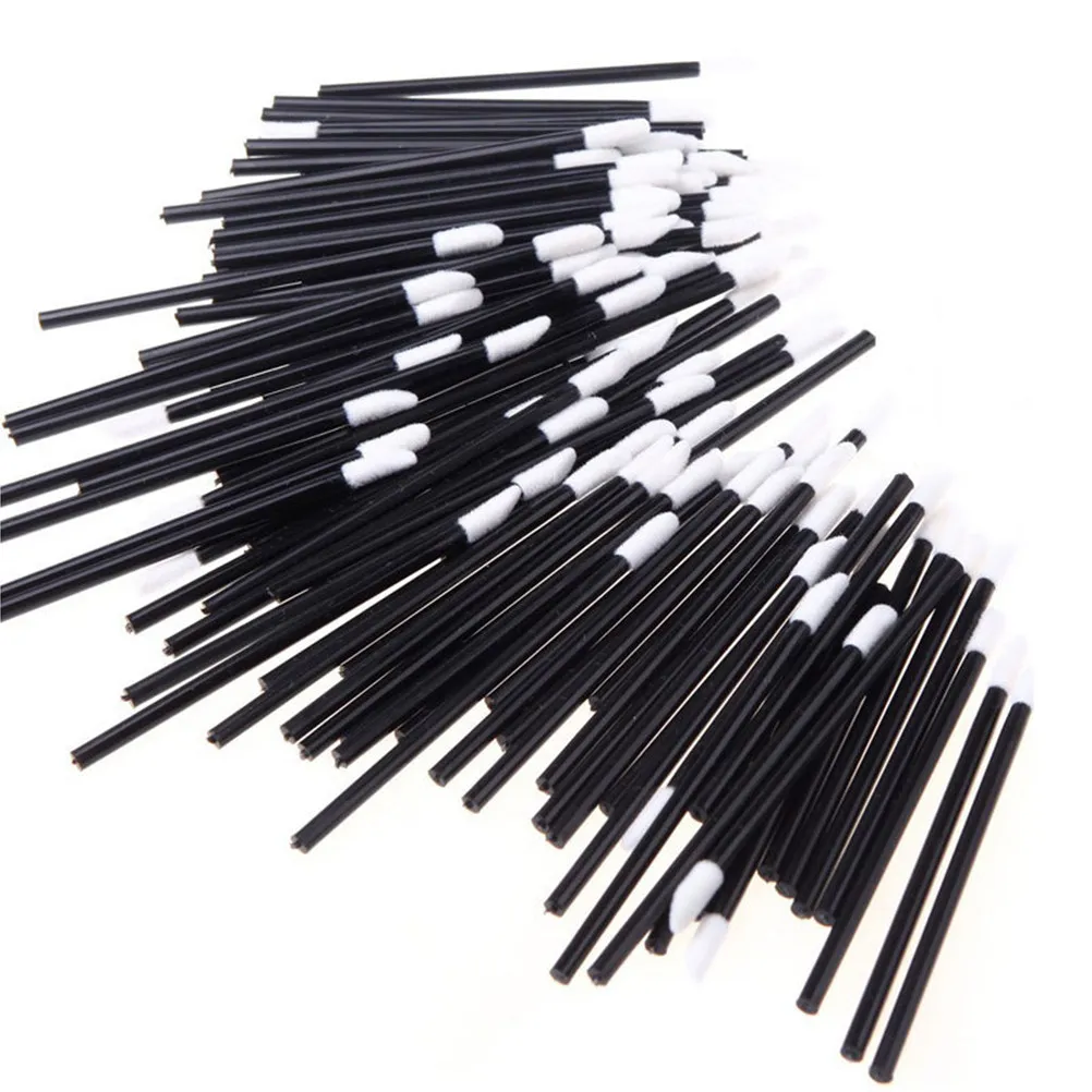 50Pcs Disposable Lip Brush Applicator Soft Flocked Sponge Head Makeup Tool Kit for Lipstick Gloss Liquid Cosmetics