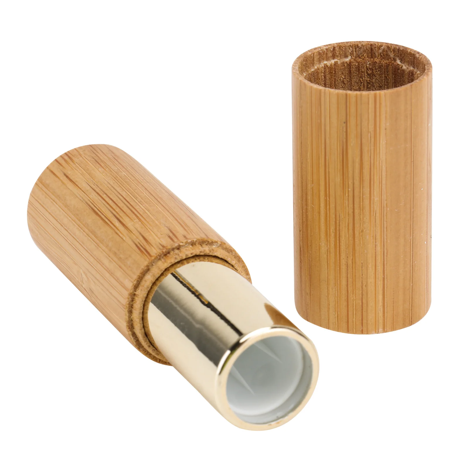 2Pcs Bamboo Lipstick Balm Tubes 3. Rustic Design Leakproof for DIY Lip Gloss Storage Container Lip Balm Holder