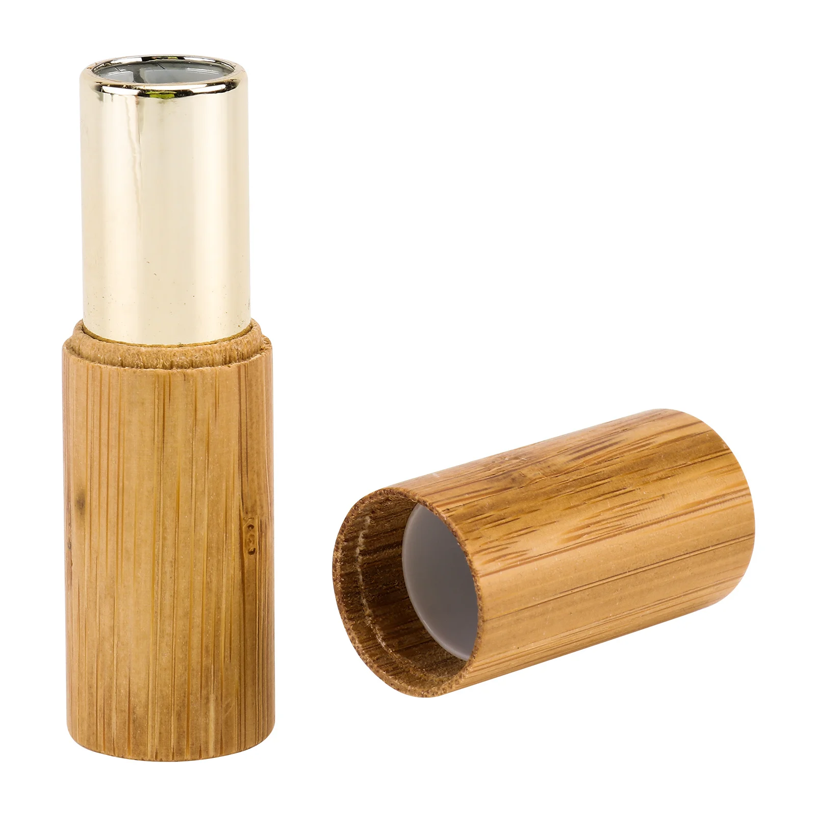 2Pcs Bamboo Lipstick Balm Tubes 3. Rustic Design Leakproof for DIY Lip Gloss Storage Container Lip Balm Holder