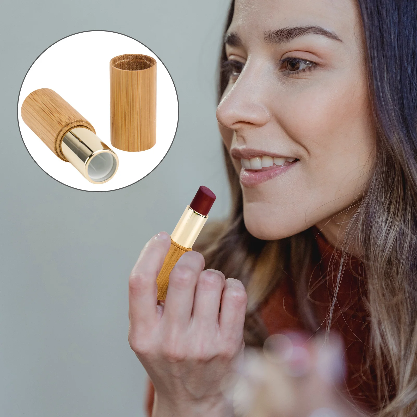 2Pcs Bamboo Lipstick Balm Tubes 3. Rustic Design Leakproof for DIY Lip Gloss Storage Container Lip Balm Holder