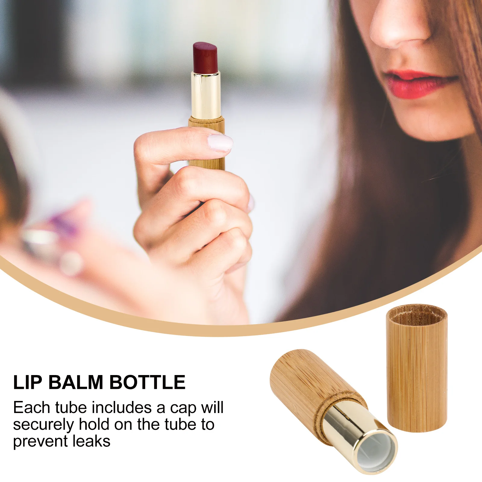 2Pcs Bamboo Lipstick Balm Tubes 3. Rustic Design Leakproof for DIY Lip Gloss Storage Container Lip Balm Holder