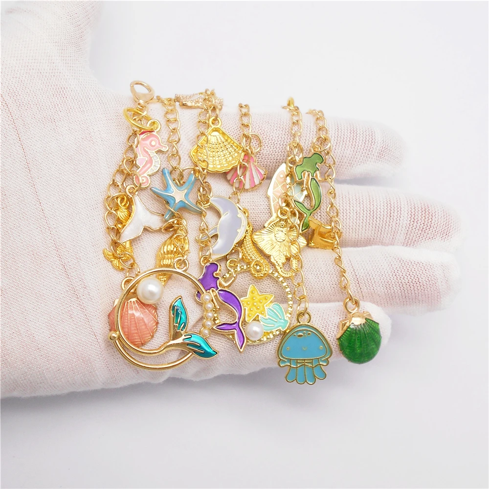 6/9Pcs Cute Lip Balm Charms Keychain with Flower Sea Life Cherry Dangle-Metal Lip Gloss Pendant Key Bag Phone Case Hanging Decor