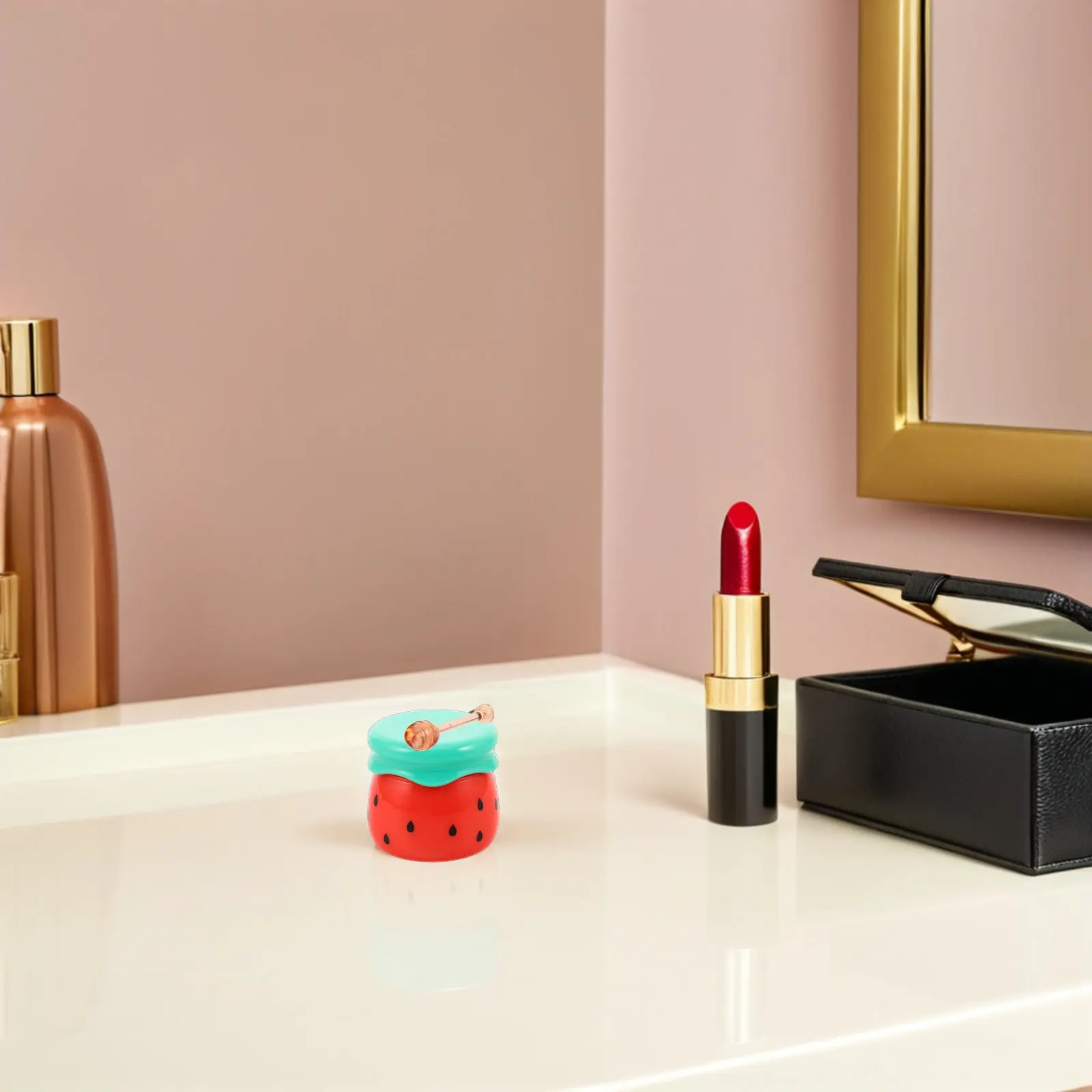 8Pcs Empty Lip Mask Jars Compact Honey Pot Shaped Plastic Containers with Applicator for Travel Home Refillable Lip Balm Gloss