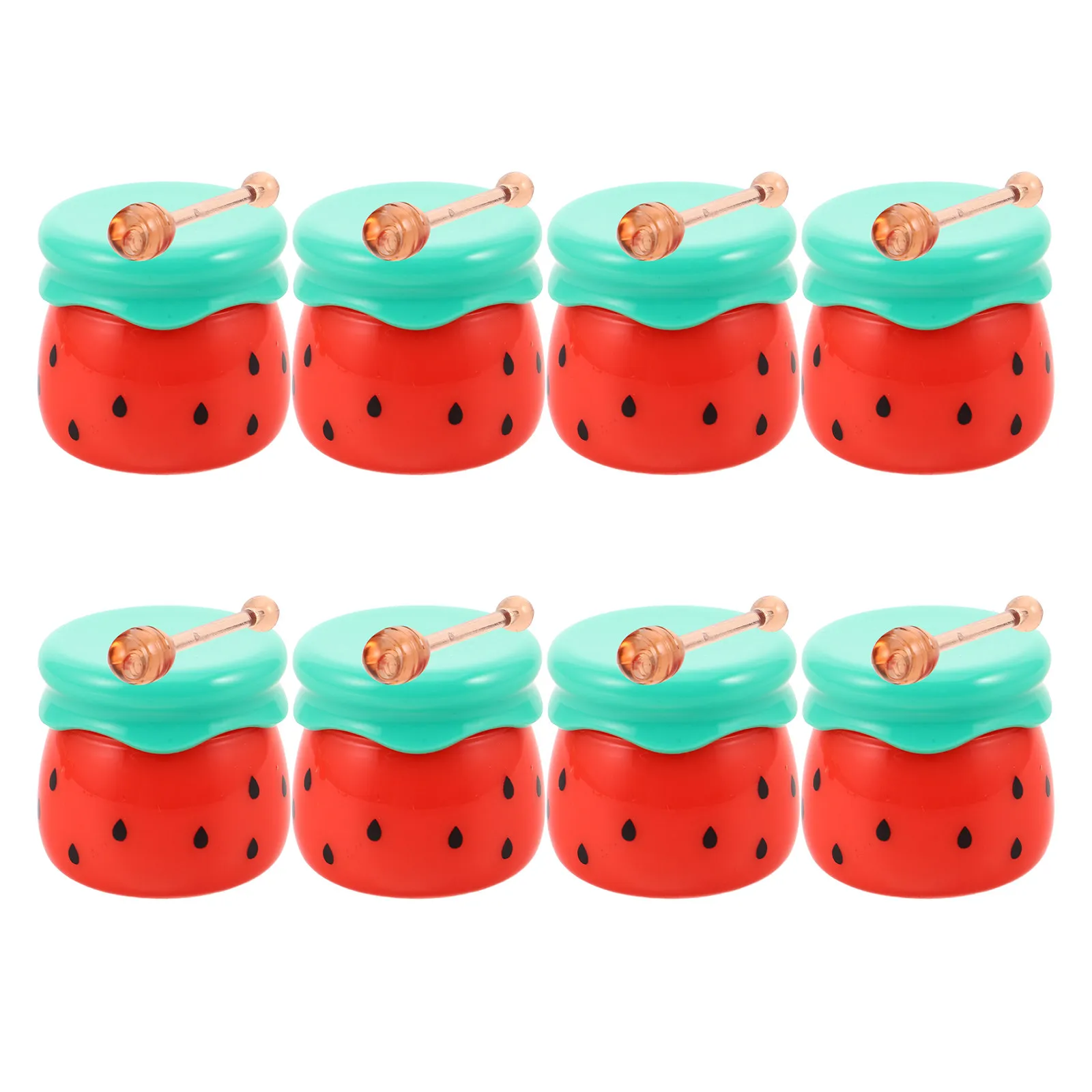8Pcs Empty Lip Mask Jars Compact Honey Pot Shaped Plastic Containers with Applicator for Travel Home Refillable Lip Balm Gloss
