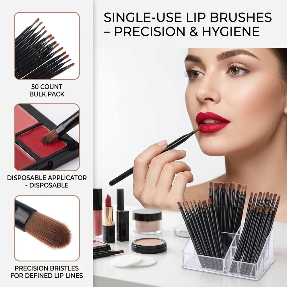 50/100pcs Disposable Lip Brush Set Lipstick Gloss Wands Applicator Makeup Brushes Professional Beauty Cosmetic Tool