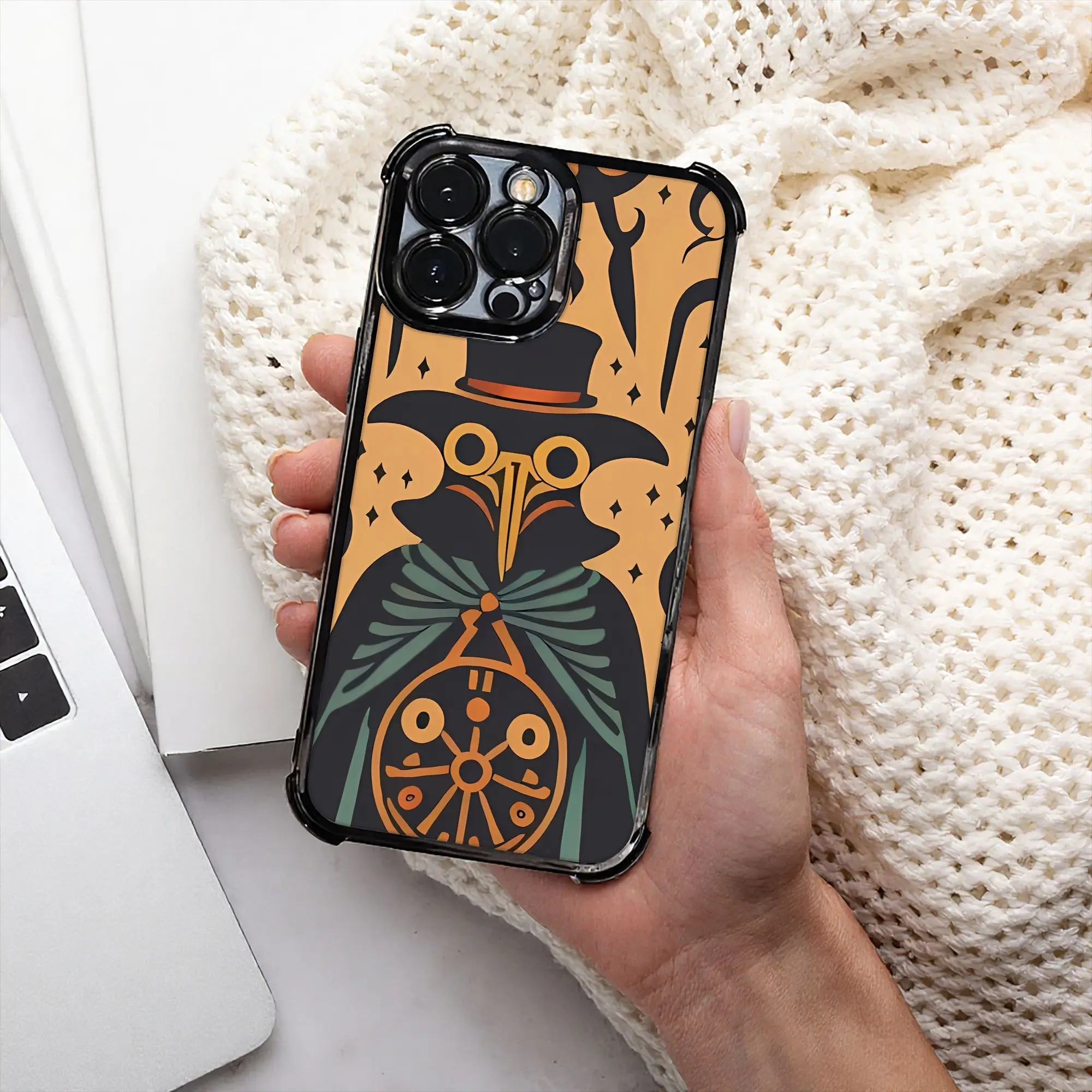 Plague Doctor Halloween Illustration Steampunk Goth Phone Case SCP Foundation Electroplating Process Phone Various Models