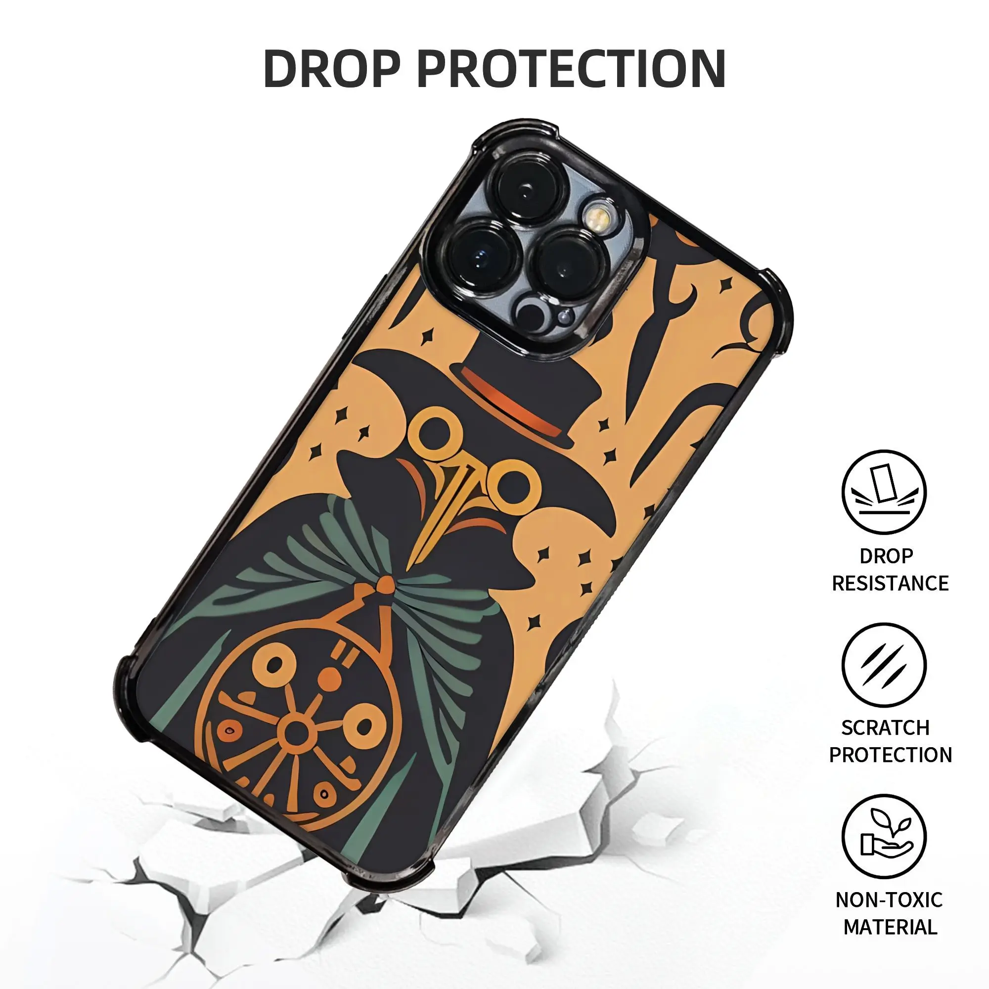 Plague Doctor Halloween Illustration Steampunk Goth Phone Case SCP Foundation Electroplating Process Phone Various Models