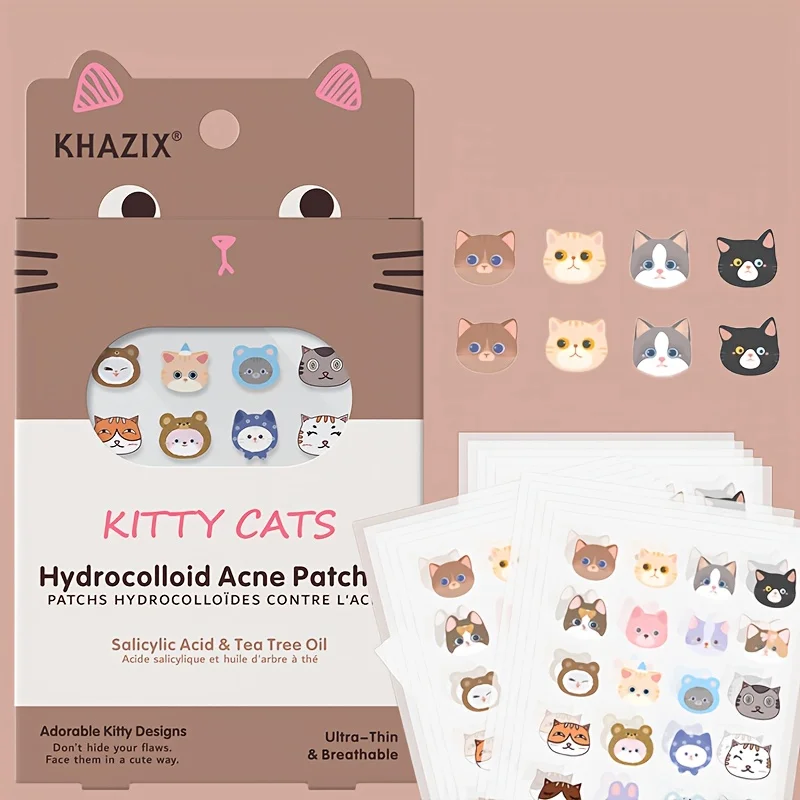 120PCS Cartoon Cat Pimple Patch | Covering up acne marks | Conceals imperfections | Fun design | No residue | Non-drying