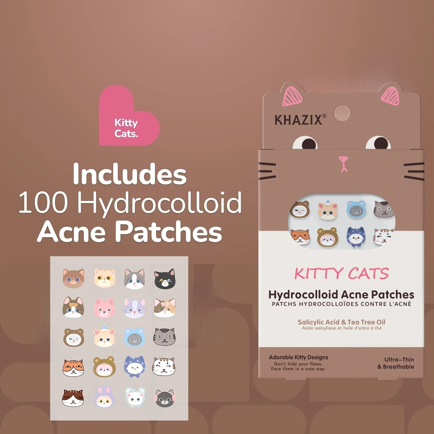 120PCS Cartoon Cat Pimple Patch | Covering up acne marks | Conceals imperfections | Fun design | No residue | Non-drying