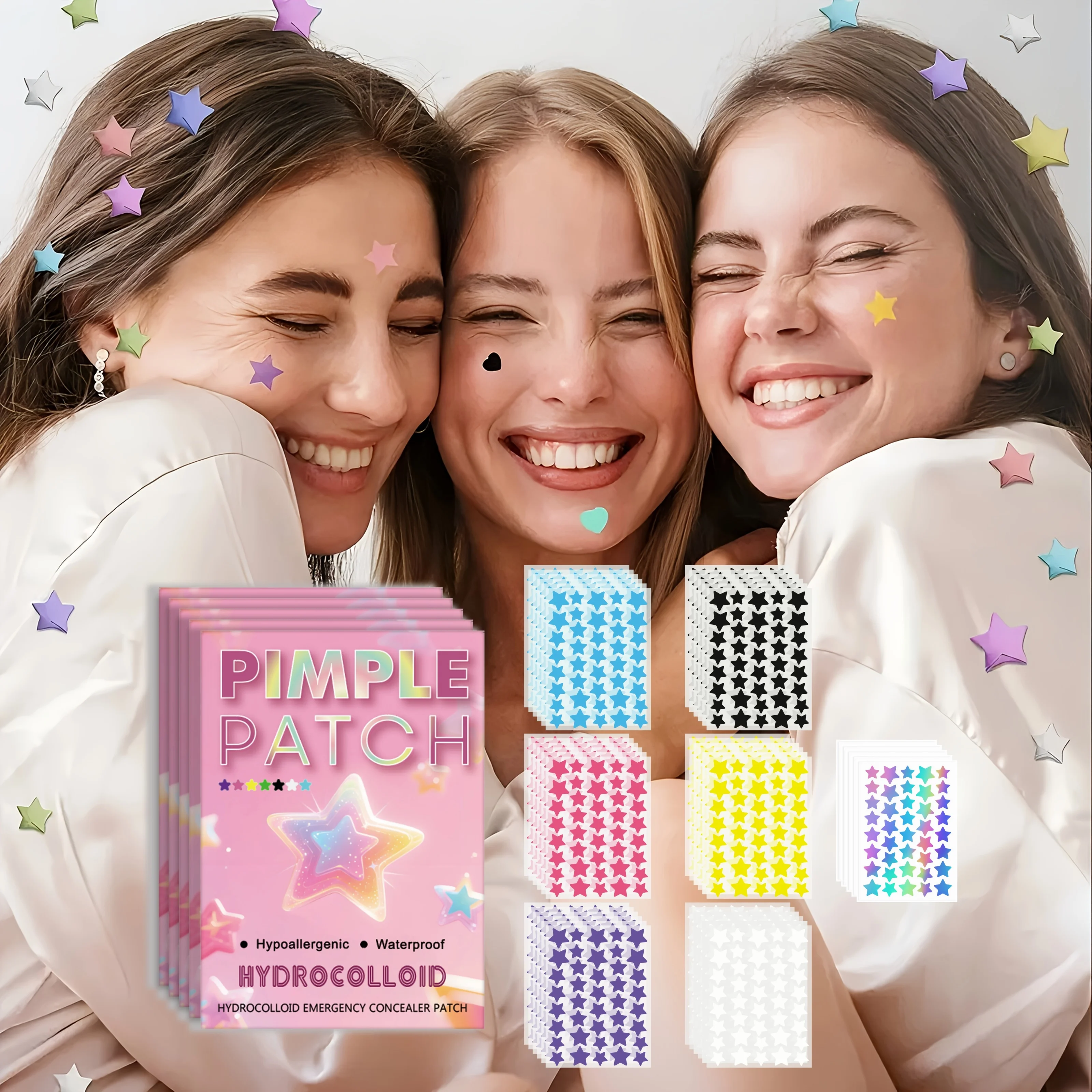 280pieces of multi-color star acne patches, facial acne patches, concealer acne patches, and pimples patches, ultra-thin.