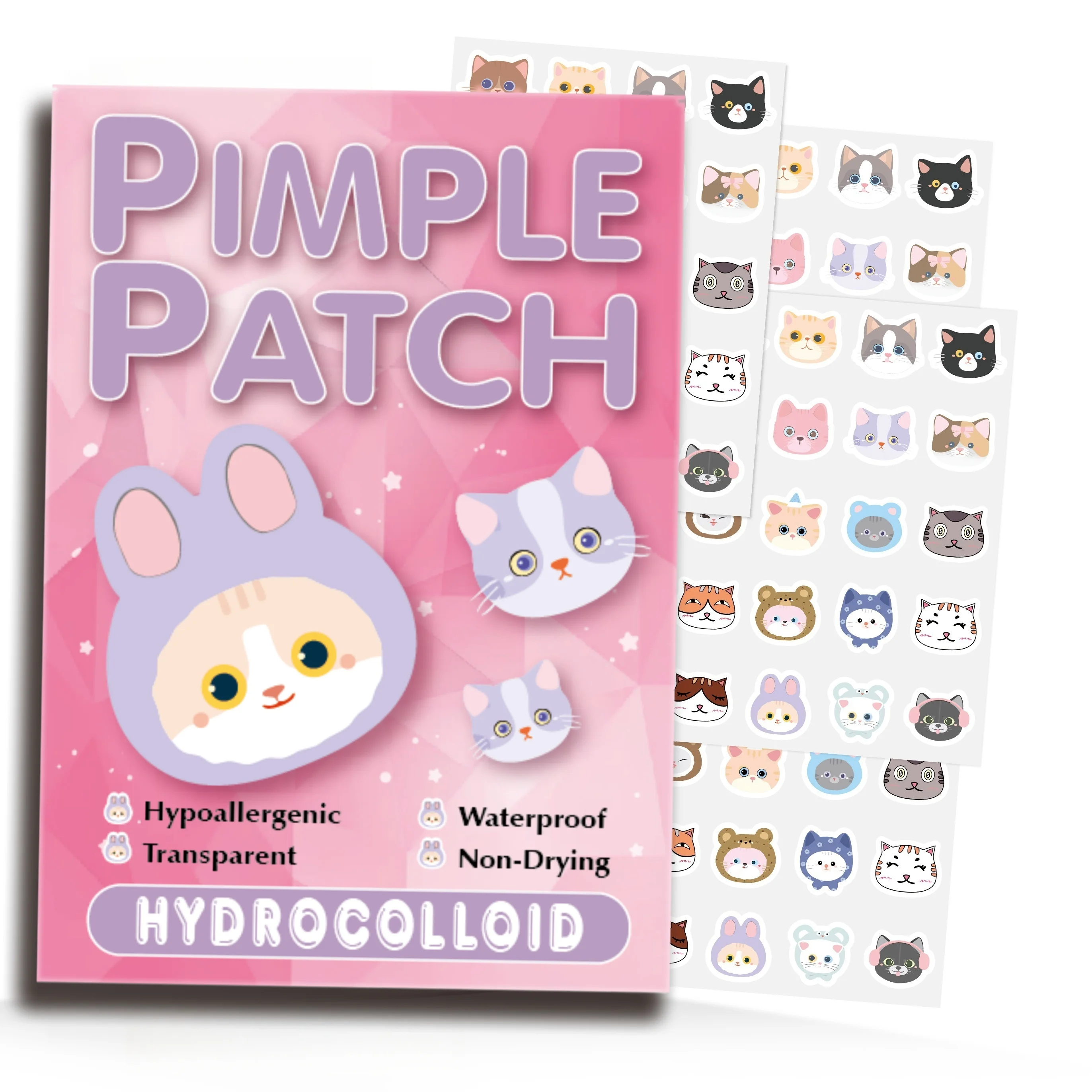 600pcs Cartoon acne patch, cute cat-shaped facial concealer acne patch, safe, non-toxic,