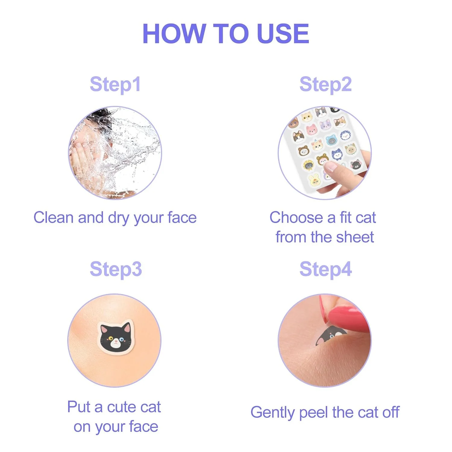 600pcs Cartoon acne patch, cute cat-shaped facial concealer acne patch, safe, non-toxic,