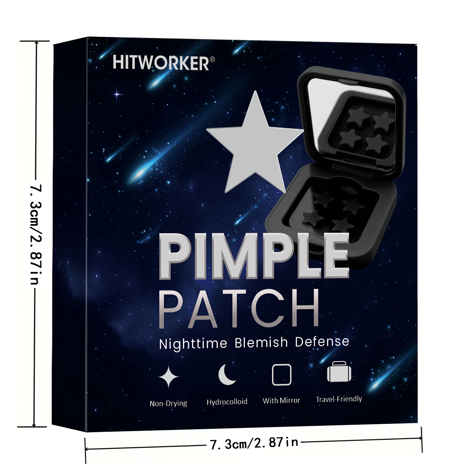 60-Piece Mirror-Boxed Star-Shaped Black Acne Patches – Hydrocolloid, Concealing, Lightweight and Pore-Cleansing