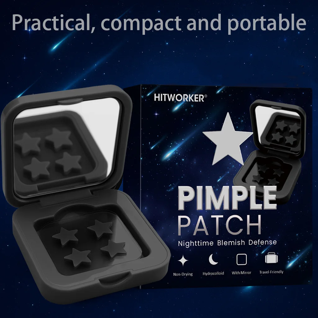 60-Piece Mirror-Boxed Star-Shaped Black Acne Patches – Hydrocolloid, Concealing, Lightweight and Pore-Cleansing