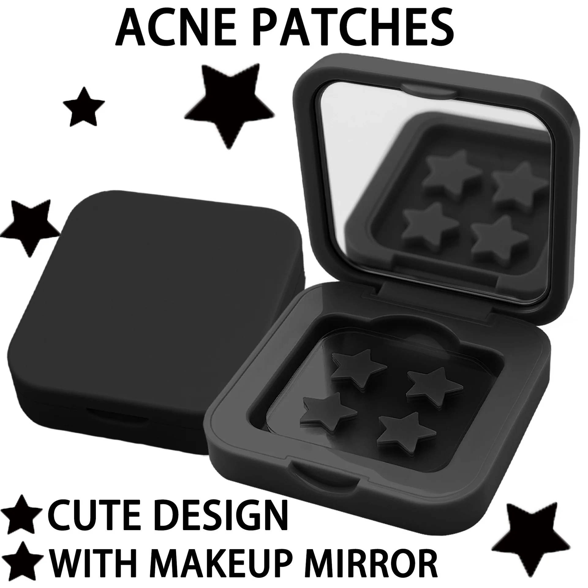 60-Piece Mirror-Boxed Star-Shaped Black Acne Patches – Hydrocolloid, Concealing, Lightweight and Pore-Cleansing
