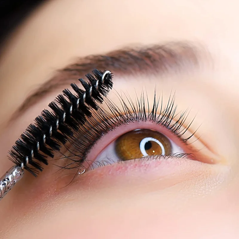 Wholesale 50Pcs/Bottle Disposable Eyelash Extension Mascara Wand Glitter Micro Lash Brushes Spoolie WithContainer Case Wholesale