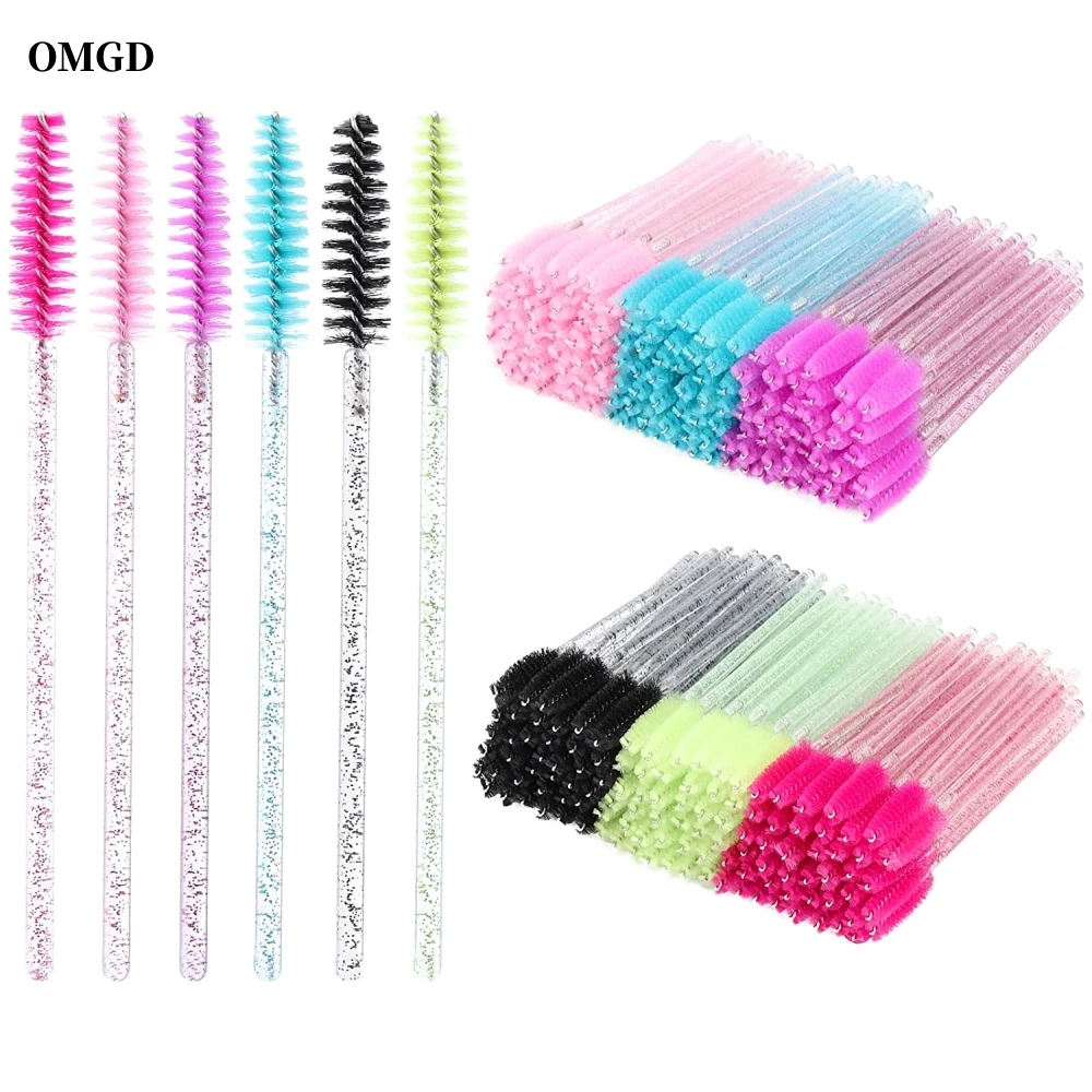 50pcs Eyelashes Disposable Mascara Stick Mascara Brush Spool for Extending Eyelashes Eyebrows and Makeup Crystal Tbestmax