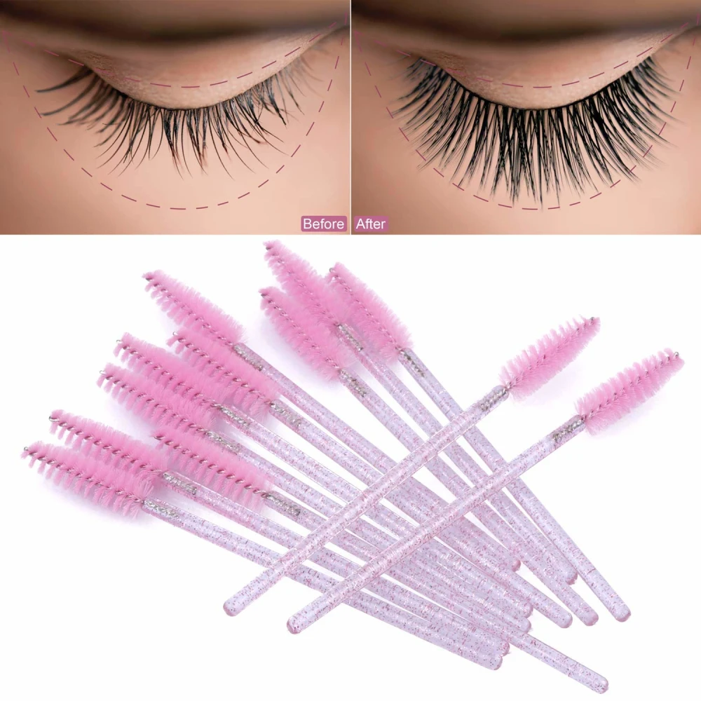50pcs Eyelashes Disposable Mascara Stick Mascara Brush Spool for Extending Eyelashes Eyebrows and Makeup Crystal Tbestmax