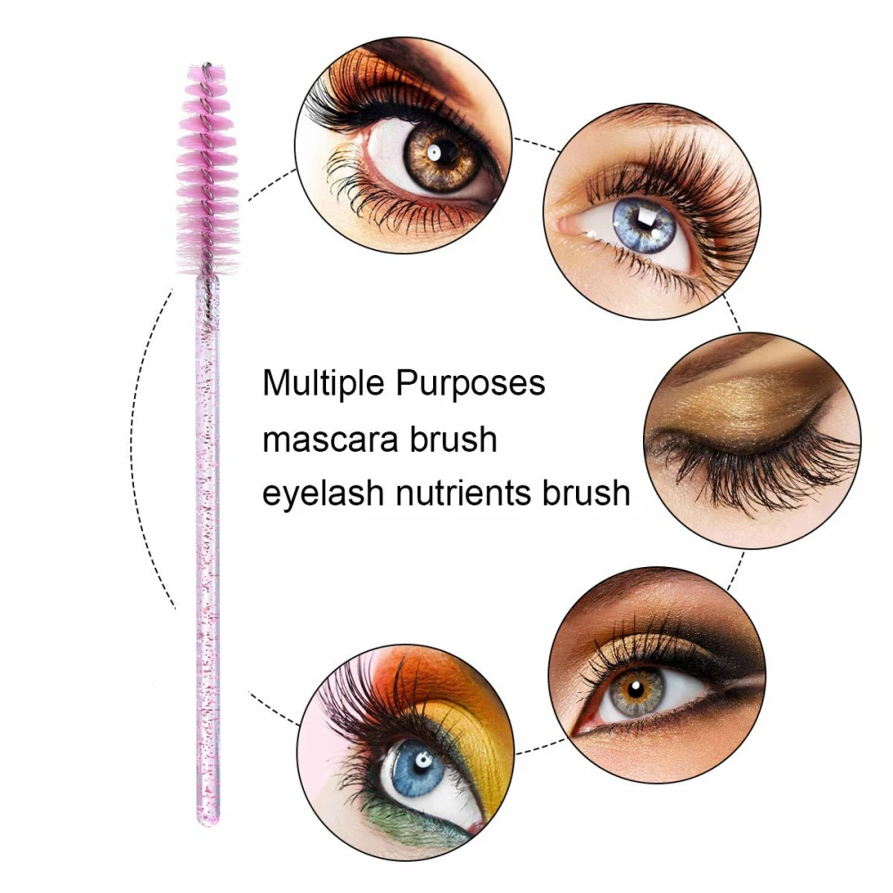 50pcs Eyelashes Disposable Mascara Stick Mascara Brush Spool for Extending Eyelashes Eyebrows and Makeup Crystal Tbestmax