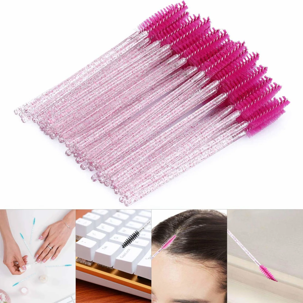 50pcs Eyelashes Disposable Mascara Stick Mascara Brush Spool for Extending Eyelashes Eyebrows and Makeup Crystal Tbestmax