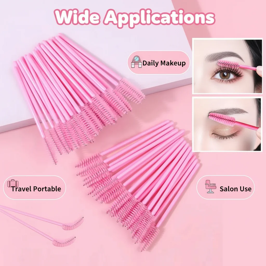50pcs Disposable Eyelash Brushes, Mascara Wands, Eye Lash Brush, Spoolies For Eyelash Extensions, Spoolie Eyebrow Eyeshado