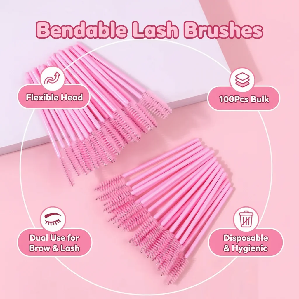 50pcs Disposable Eyelash Brushes, Mascara Wands, Eye Lash Brush, Spoolies For Eyelash Extensions, Spoolie Eyebrow Eyeshado