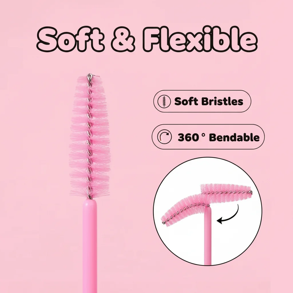 50pcs Disposable Eyelash Brushes, Mascara Wands, Eye Lash Brush, Spoolies For Eyelash Extensions, Spoolie Eyebrow Eyeshado