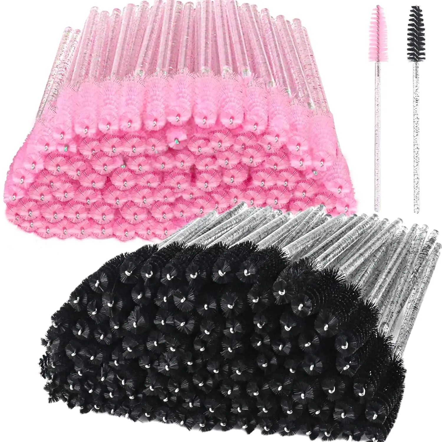 2025 Trend 200Pcs  Wands -Lash Spoolies,  Disposable Extensions & Makeup Grooming Mascara  Crystal  Eyebrow Brush for Eyelash