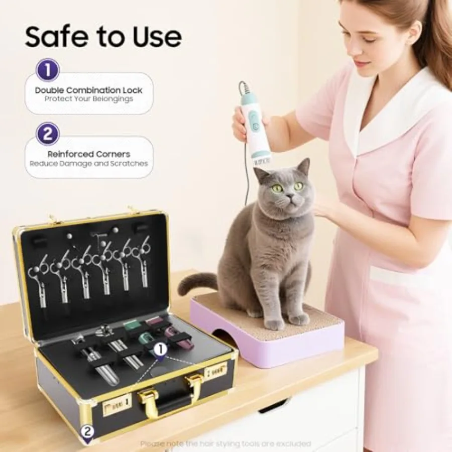 Professional Barber Case with Code Lock for Beauty Salon Gold Hair Stylist Tool Kit Organizer Durable Hairdresser Tool Box for