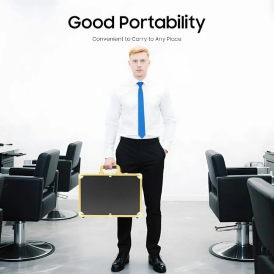 Professional Barber Case with Code Lock for Beauty Salon Gold Hair Stylist Tool Kit Organizer Durable Hairdresser Tool Box for