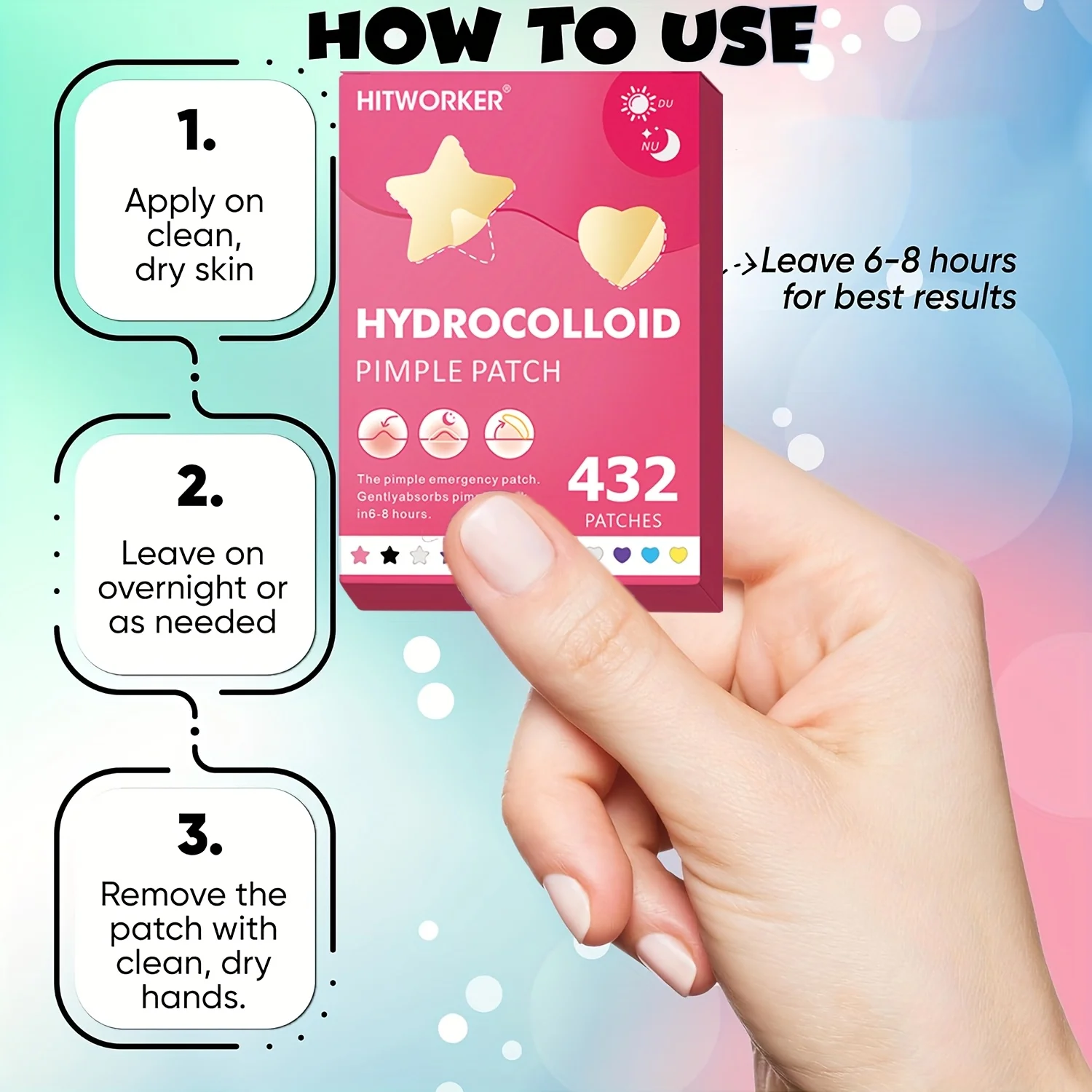 432 cute star-shaped acne patches in 6colors Invisible acne patches Invisible acne care Facial skin care Beauty tools