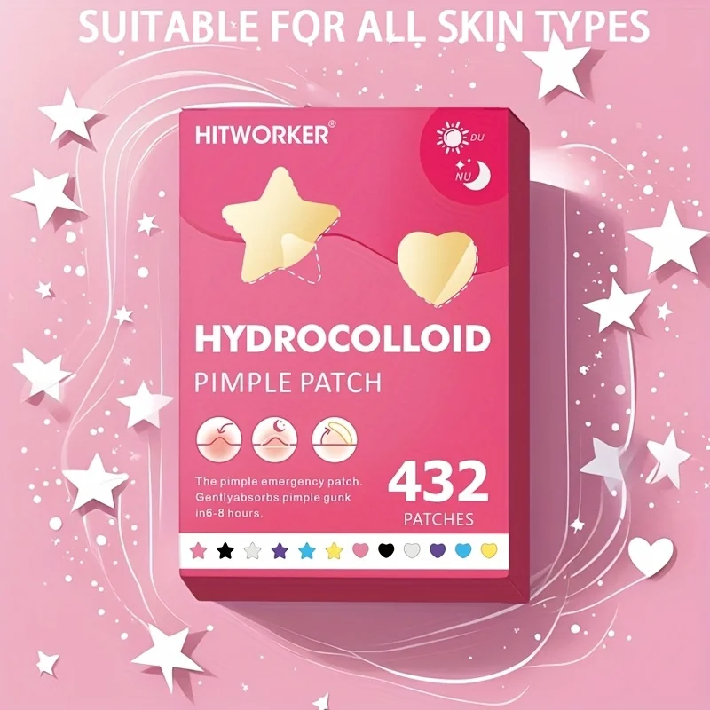 432 cute star-shaped acne patches in 6colors Invisible acne patches Invisible acne care Facial skin care Beauty tools