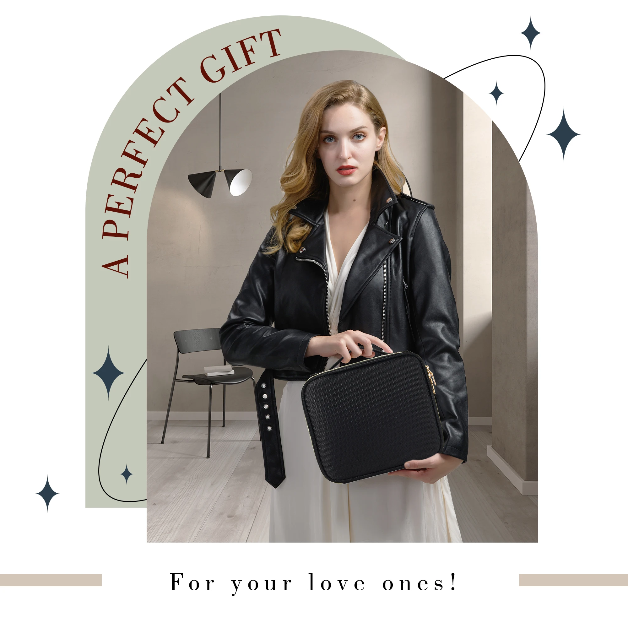 Cosmetic Case Makeup Bag Vanity Travel Beauty Box Make Up Train Case Hairdressing Tools Organiser with Adjustable Compartment