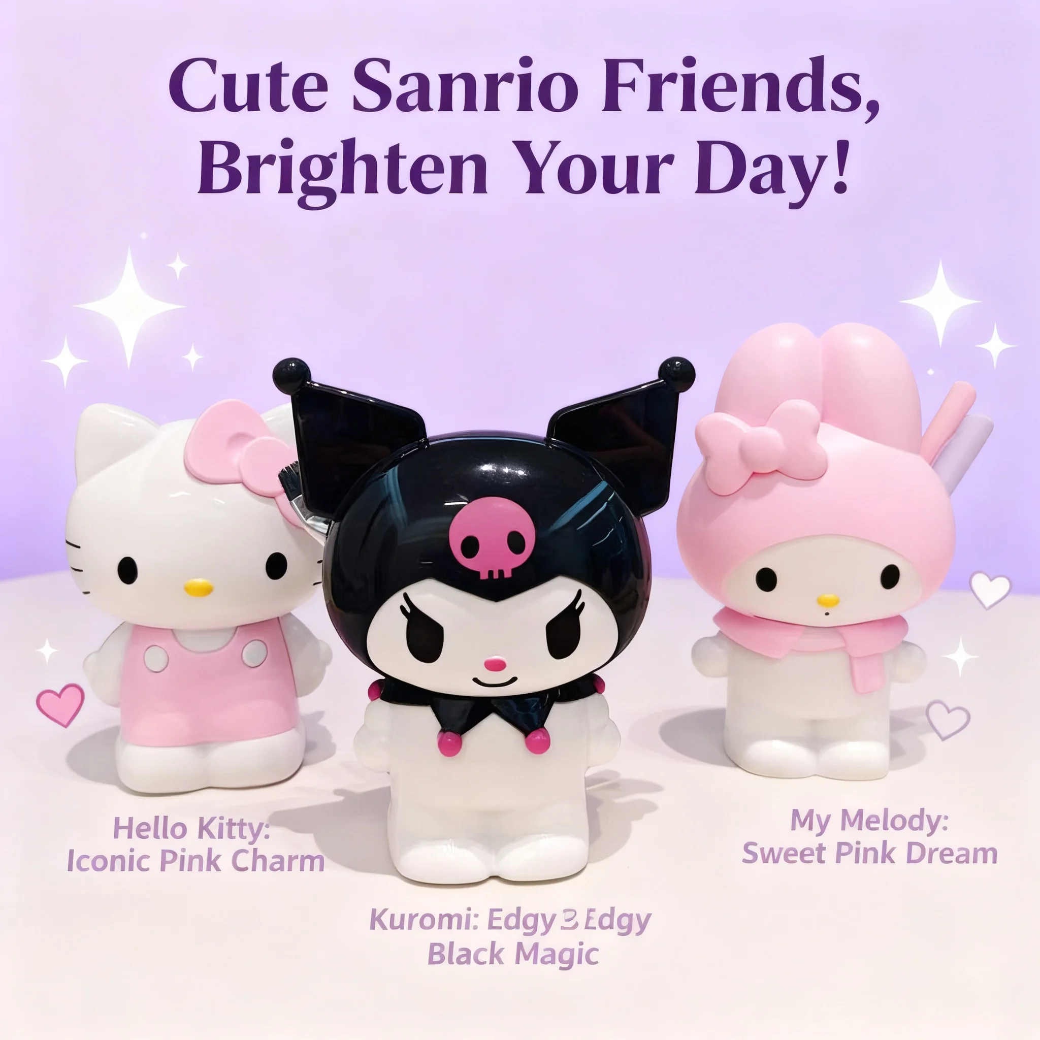 Sanrio Kuromi Hello Kitty Makeup Brush Storage Kawaii Pen Holder Desktop Organizer Stationery Student Gift Cute Melody