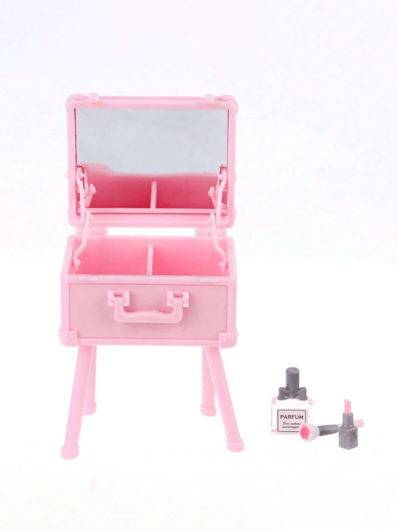 5 Pcs/Set Dollhouse Miniature Makeup Set: 1/12 Scale Mini Simulated Lipstick, Perfume, Puff, Nail Polish & Makeup Brush Model Ac