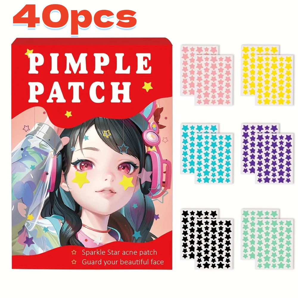 40pcs Star Pimple Patches For Face Hydrocolloid, Absorbing Cover, Tea Tree, Hydrocolloid Acne Patch, Cute Star Pimple Patch.