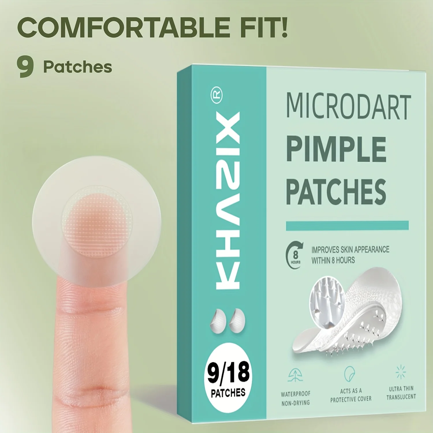 9 pieces water-based acne patches, invisible and comfortable acne patches, with micro needle tips, suitable for early acne