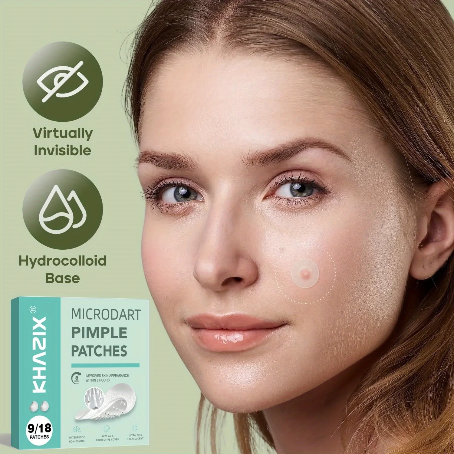 9 pieces water-based acne patches, invisible and comfortable acne patches, with micro needle tips, suitable for early acne