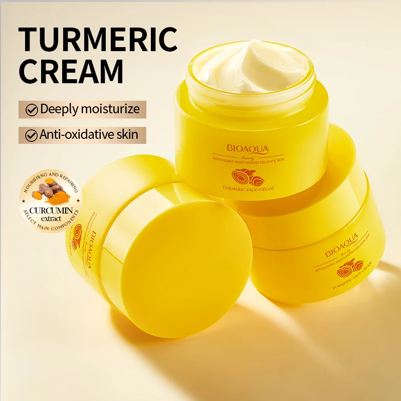 BIOAQUA Turmeric Skin Care Sets Moisturizing Whitening Face Cream Anti-Aging Anti Dark Circles Eye Cream Facial Skin Care Kit