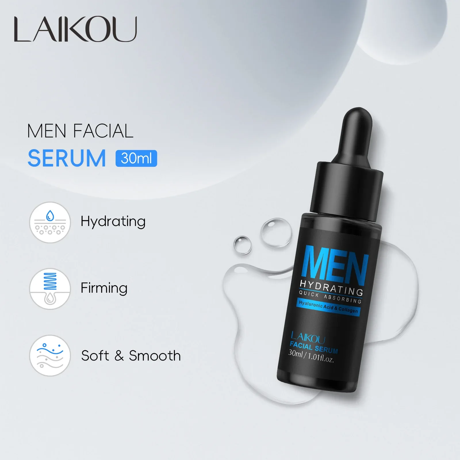 Mens 30ml Facial Serum Hydrating Oil Control Anti Aging Firming Brightens Skin Tone Hyaluronic Acid Essence Daily Skincare