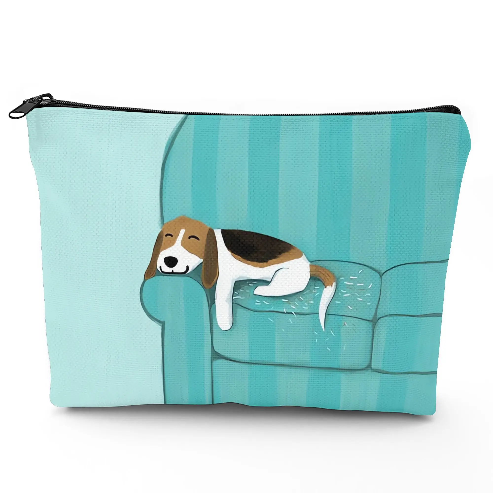 1 Cute Beagle Dog Makeup Bag - Multifunctional Zipper Pouch for Women, Perfect Travel Zipper Storage Bag, Fun Birthday Gift