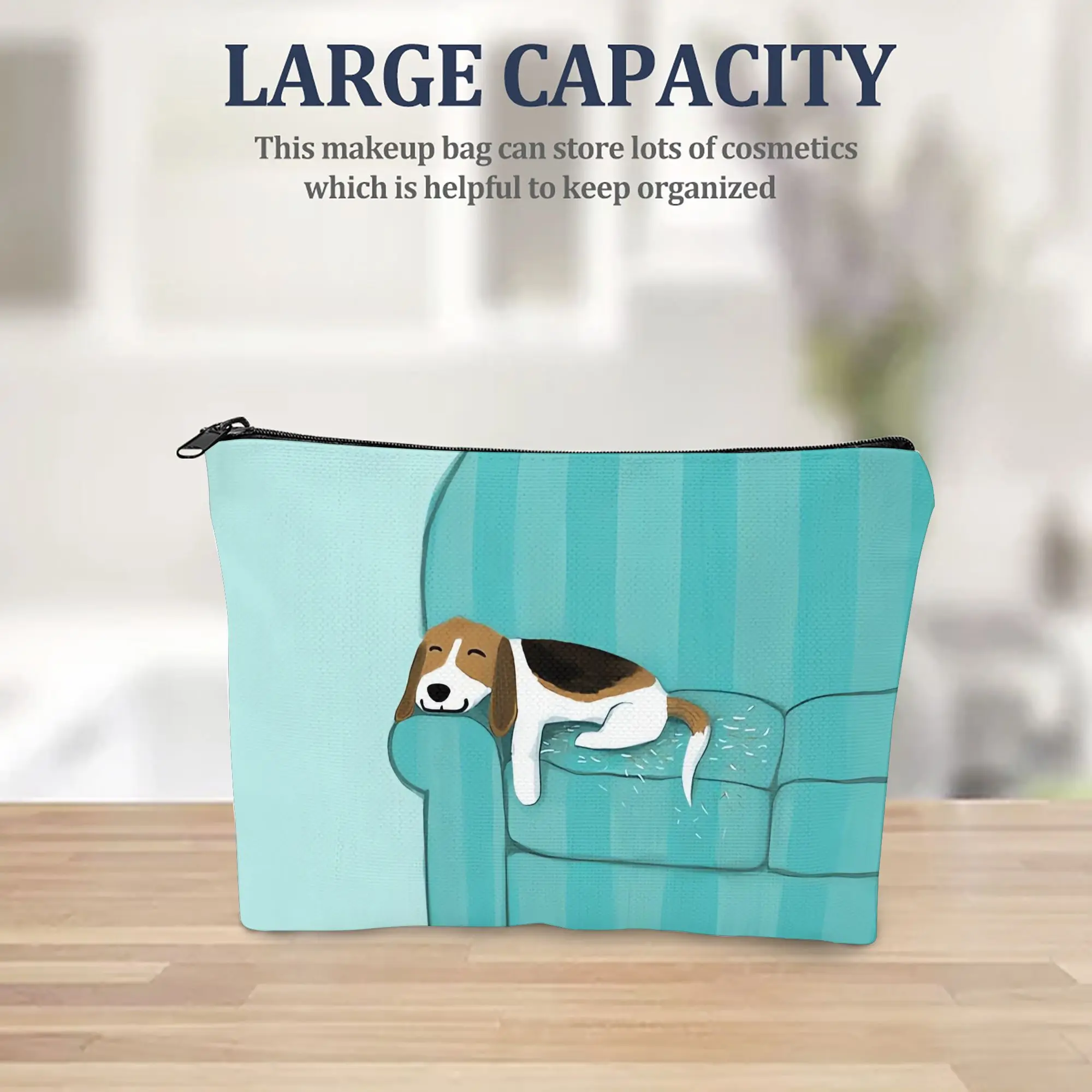 1 Cute Beagle Dog Makeup Bag - Multifunctional Zipper Pouch for Women, Perfect Travel Zipper Storage Bag, Fun Birthday Gift
