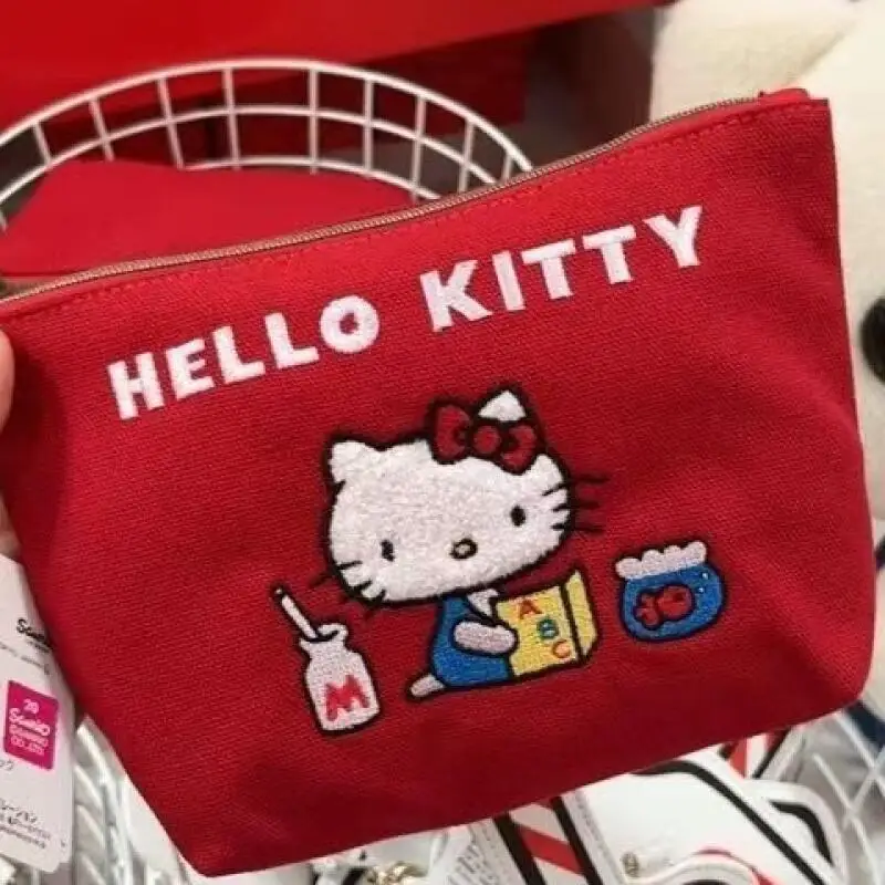 Sanrio Hello Kitty Travel Storage Bag Zero Wallet Y2K Fashion Red Women Large Capacity Makeup Bag Christmas Birthday Gifts