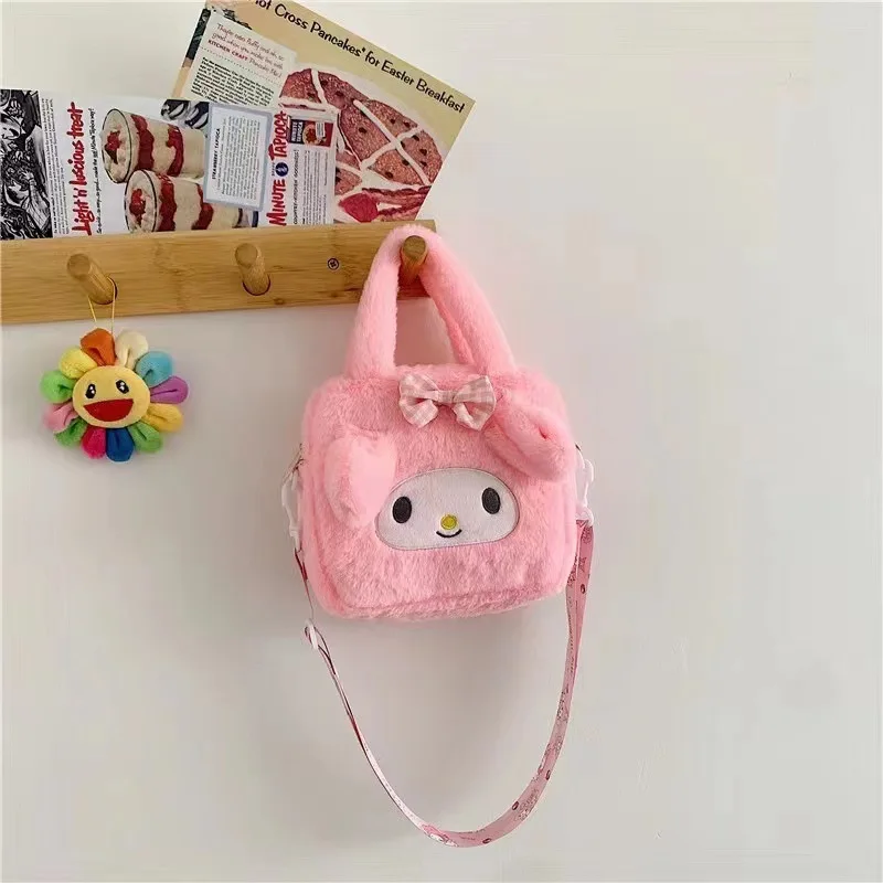 Anime Sanrio Kuromi Handbag My Melody Cinnamoroll Plush Cosmetic Bag KT Cat Travel Storage Bag Women Birthday Christmas Gifts